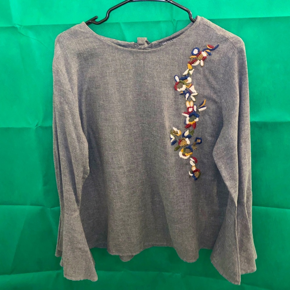 Gray floral blouse